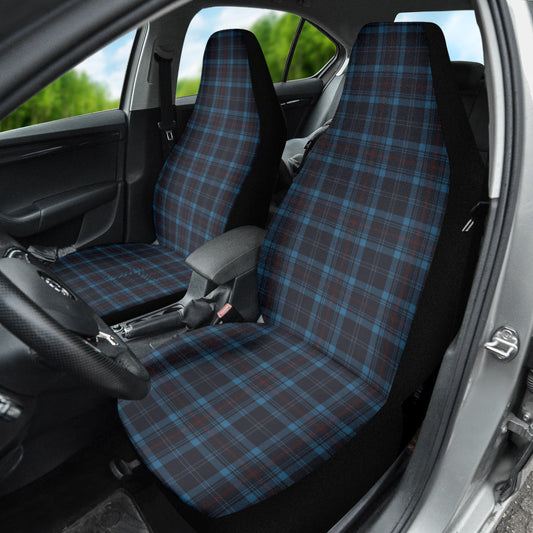 Dark Blue Plaid Pattern Car Seat Covers