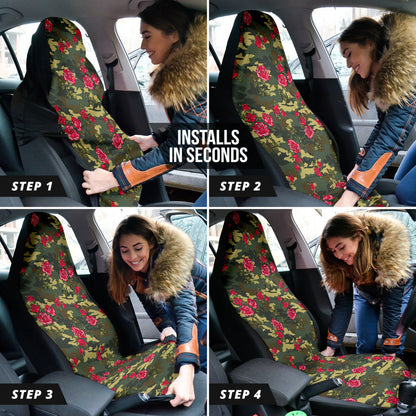 Red Rose Camo Car Auto Seat Covers