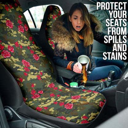 Red Rose Camo Car Auto Seat Covers