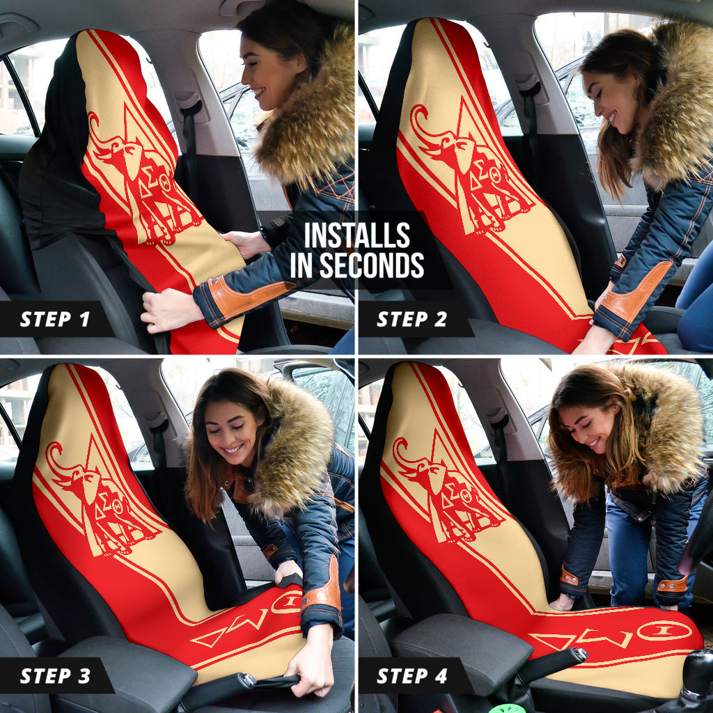 African Delta Sigma Theta Car Auto Seat Covers Elephant Logo