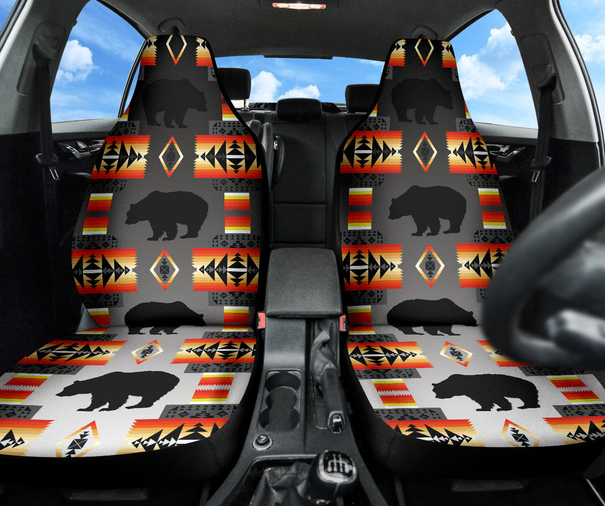 Seven Tribes Black And White Bear Car Seat Covers