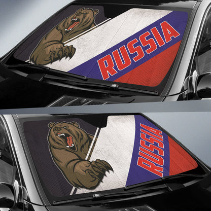 Russia Flag Fury Bear Amazing Decor Gift Idea Car Auto Sun Shades