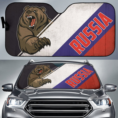Russia Flag Fury Bear Amazing Decor Gift Idea Car Auto Sun Shades