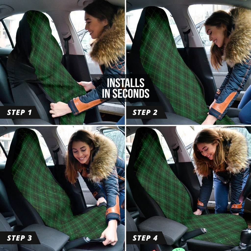 Green Plaid Pattern Car Seat Covers