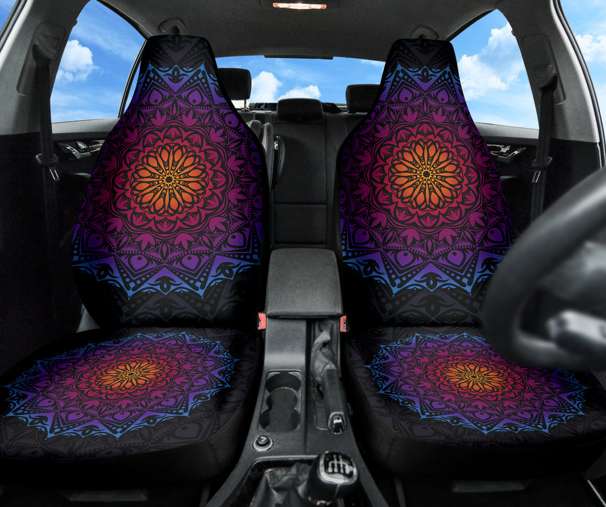 Purple Mandala Circle Car Seat Covers
