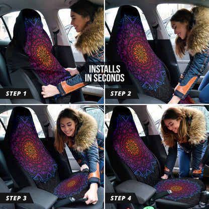 Purple Mandala Circle Car Seat Covers