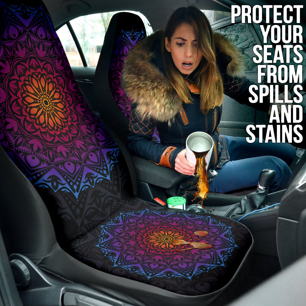 Purple Mandala Circle Car Seat Covers