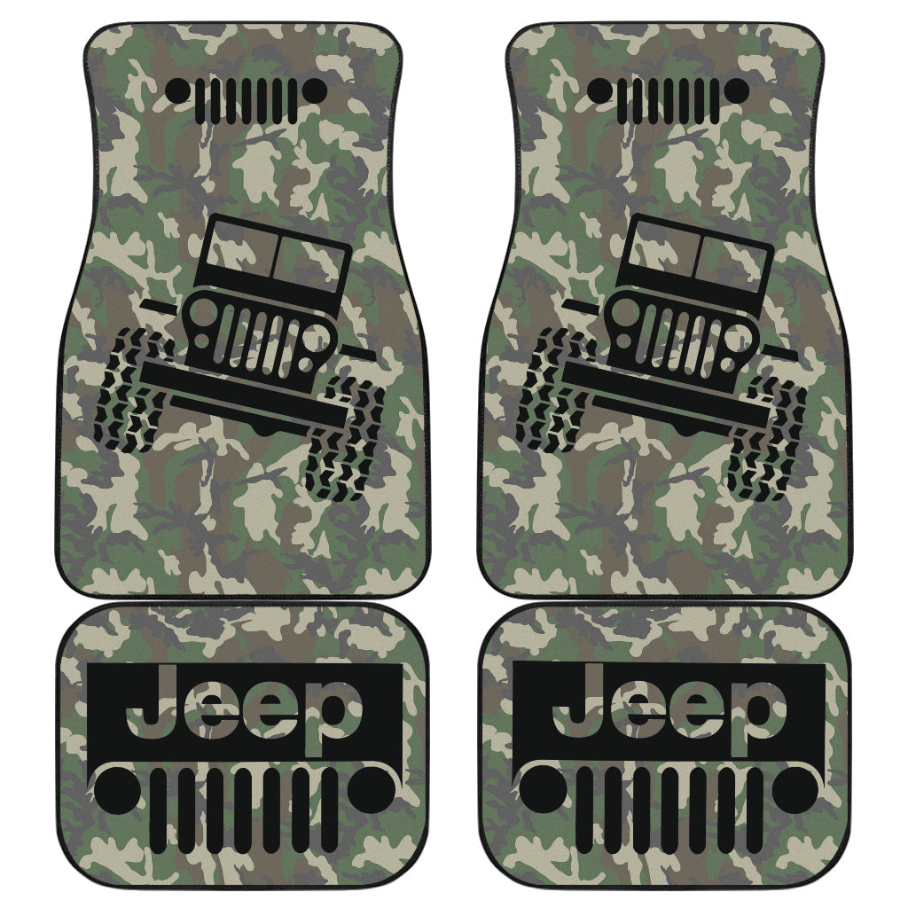 Jeep Offroad Car Floor Mats Camouflage Woodland Style