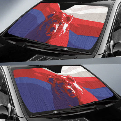 Bear Russia Flag Printed Car Auto Sun Shades