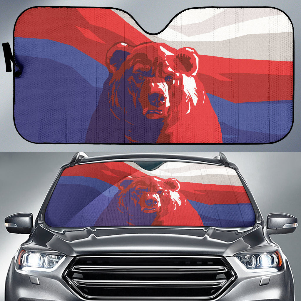 Bear Russia Flag Printed Car Auto Sun Shades