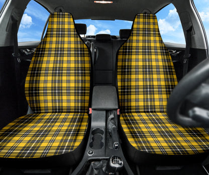 Yellow Black Plaid Pattern Car Seat Covers