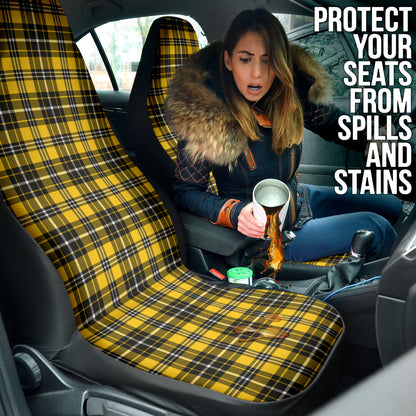 Yellow Black Plaid Pattern Car Seat Covers