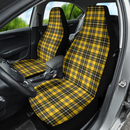 Yellow Black Plaid Pattern Car Seat Covers