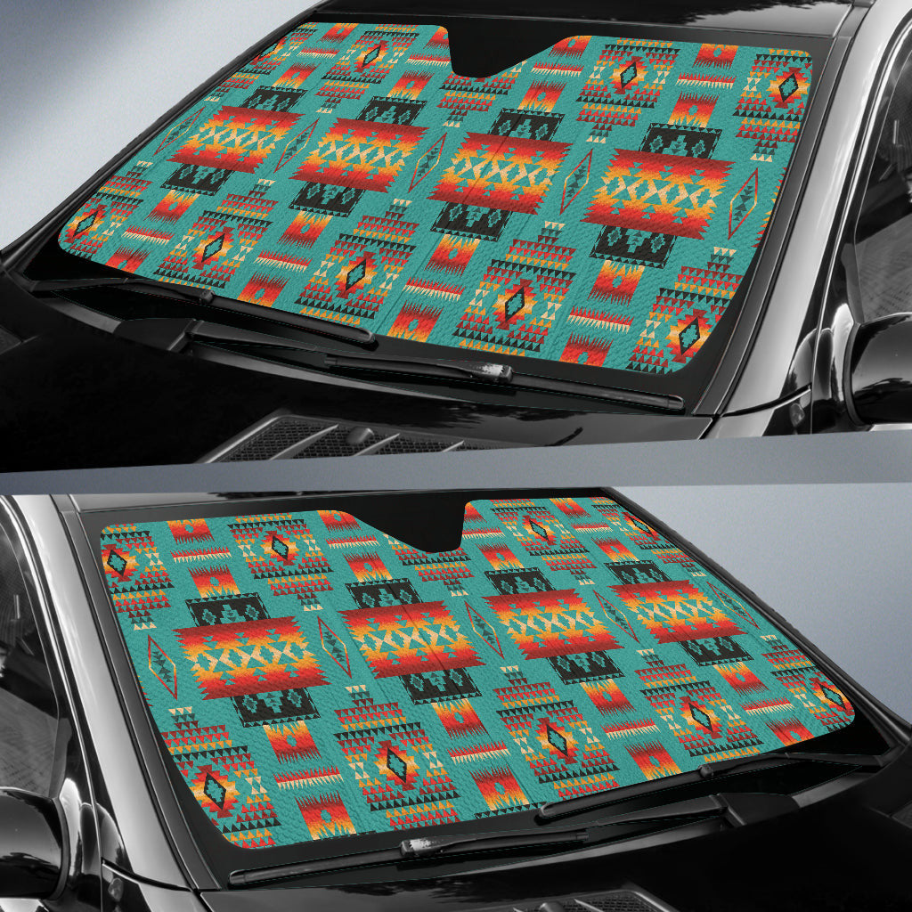 Blue Native Tribes Pattern Native American Car Auto Sun Shades
