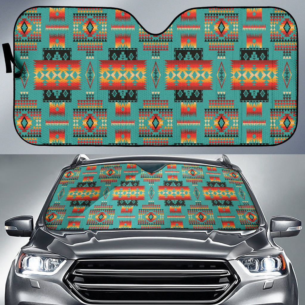 Blue Native Tribes Pattern Native American Car Auto Sun Shades