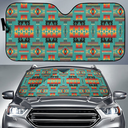 Blue Native Tribes Pattern Native American Car Auto Sun Shades
