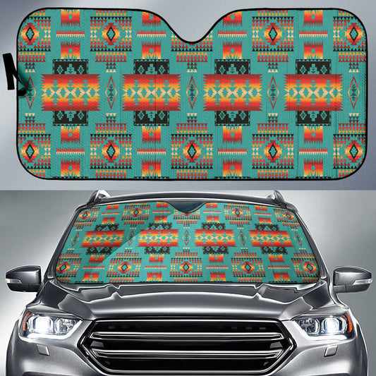 Blue Native Tribes Pattern Native American Car Auto Sun Shades