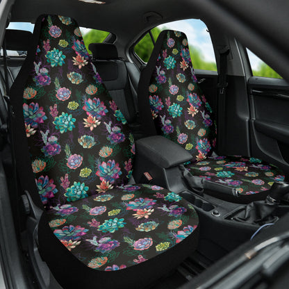 Succulent Colorful Black Background Watercolor Car Seat Covers