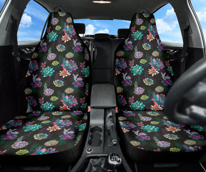 Succulent Colorful Black Background Watercolor Car Seat Covers