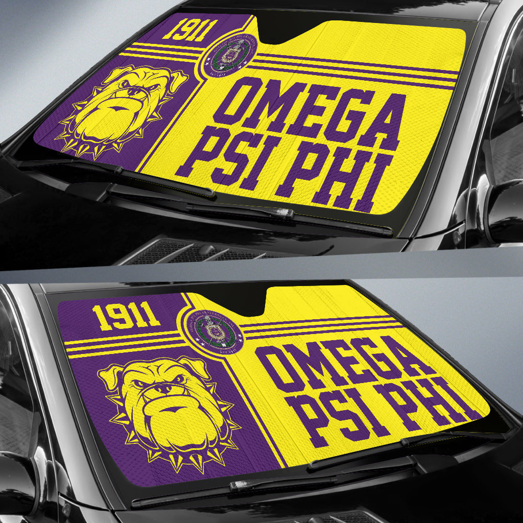 Omega Psi Phi Bulldog Style Car Auto Sun Shades
