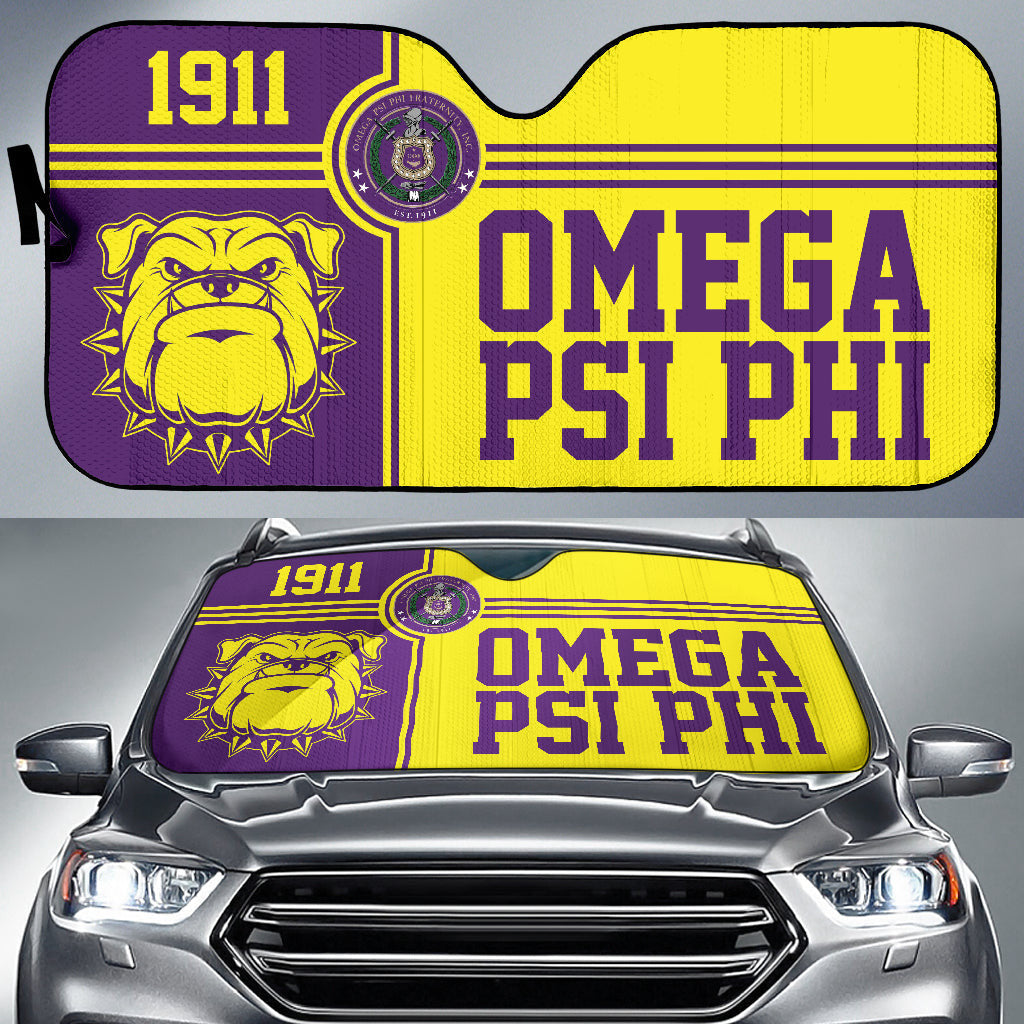Omega Psi Phi Bulldog Style Car Auto Sun Shades