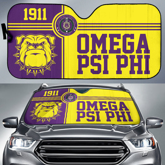 Omega Psi Phi Bulldog Style Car Auto Sun Shades