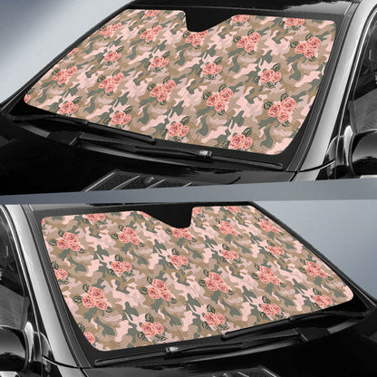 Orange Rose Camo Car Auto Sun Shades