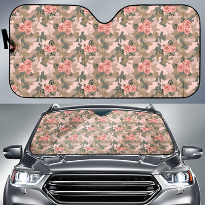 Orange Rose Camo Car Auto Sun Shades