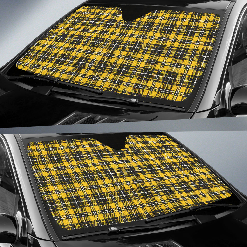 Yellow Black Plaid Pattern Car Auto Sun Shades