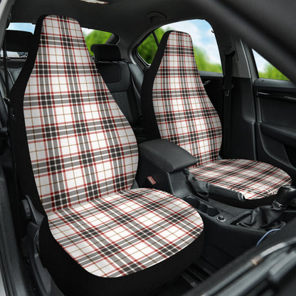White Plaid Pattern Car Seat Covers