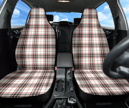 White Plaid Pattern Car Seat Covers