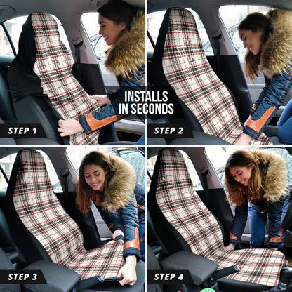 White Plaid Pattern Car Seat Covers