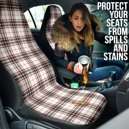 White Plaid Pattern Car Seat Covers