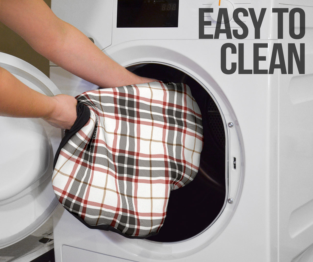 White Plaid Pattern Car Seat Covers