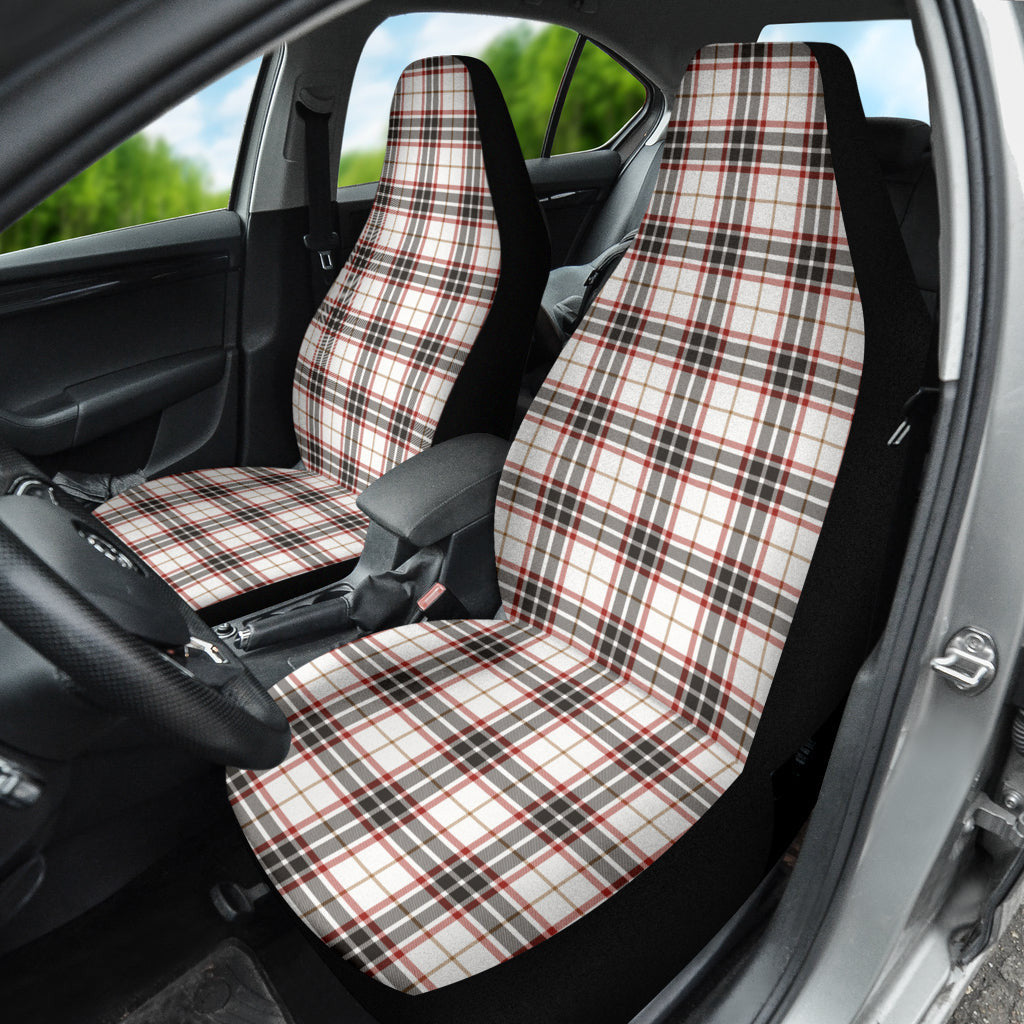 White Plaid Pattern Car Seat Covers