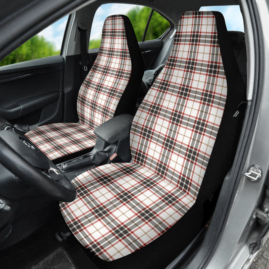 White Plaid Pattern Car Seat Covers