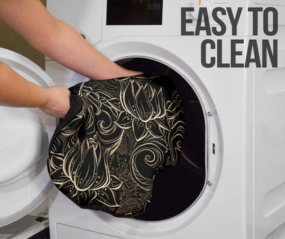 Luxurious Gold Lotus Waterlily Black Background Car Seat Covers