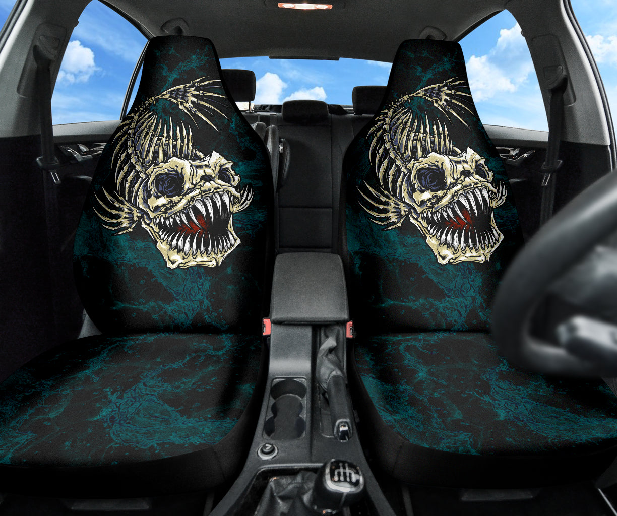 Fish Bone Fishing Wave Effect Car Seat Covers