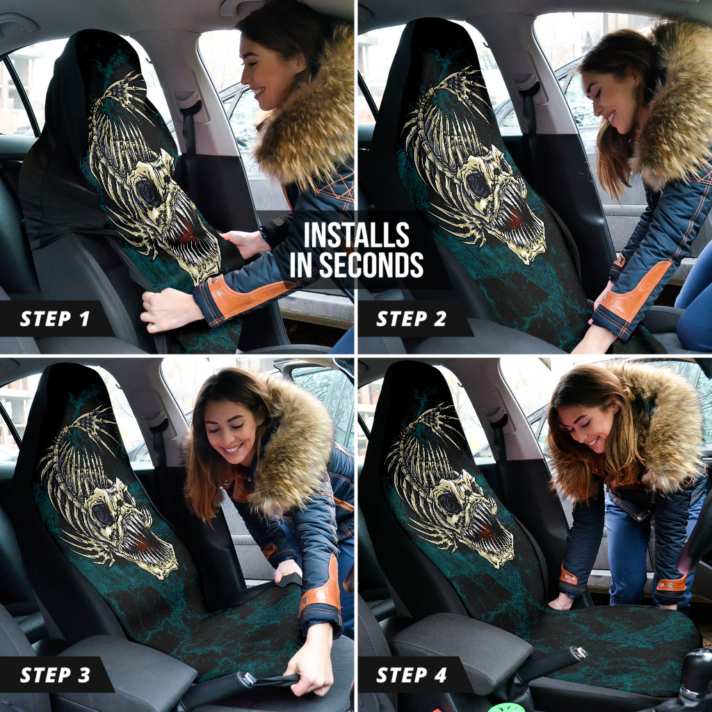 Fish Bone Fishing Wave Effect Car Seat Covers