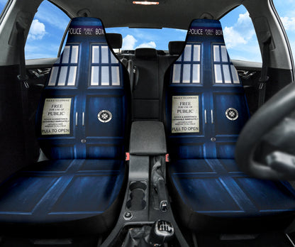 British Blue Vintage Police Box Tardis Doctor Who Car Seat Covers