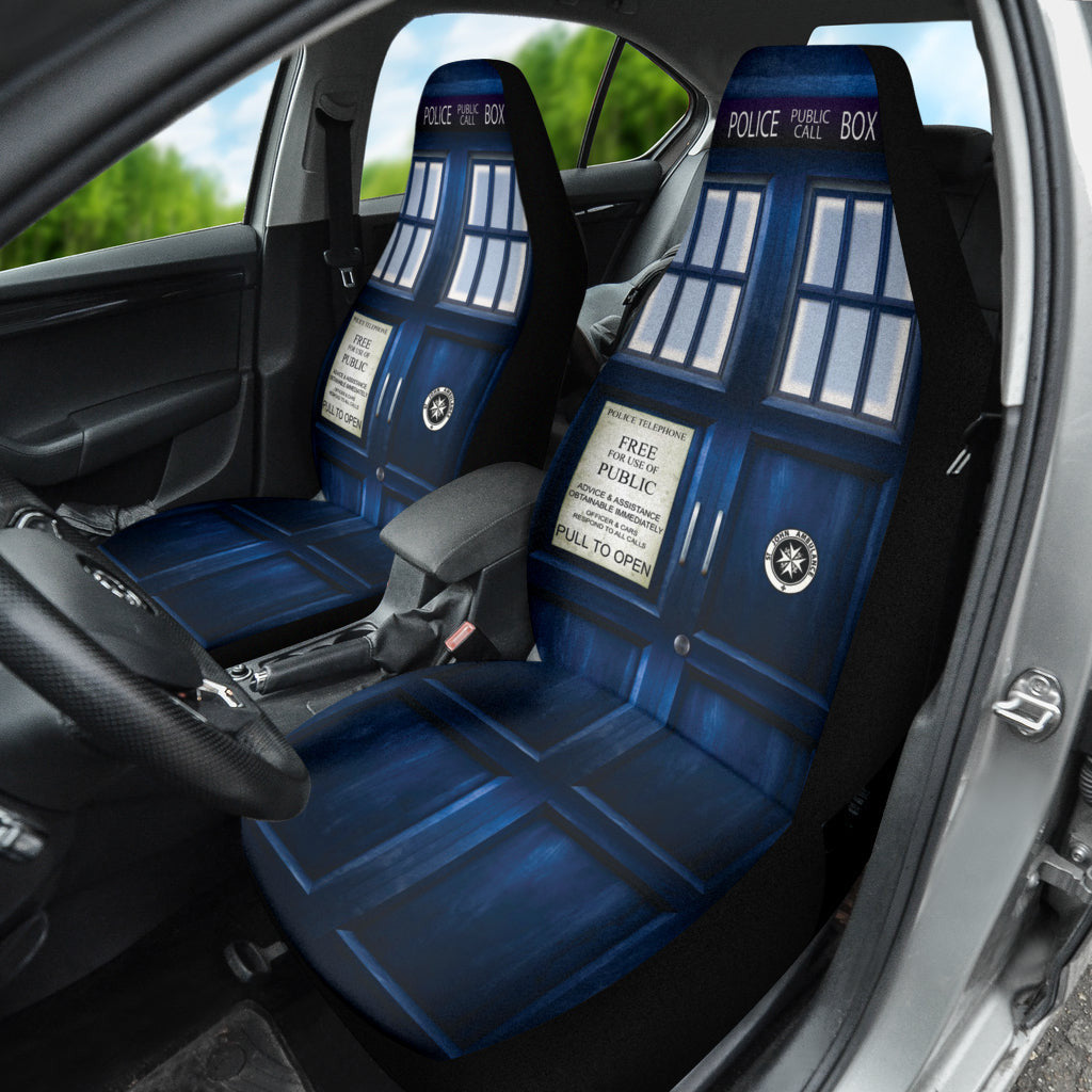 British Blue Vintage Police Box Tardis Doctor Who Car Seat Covers