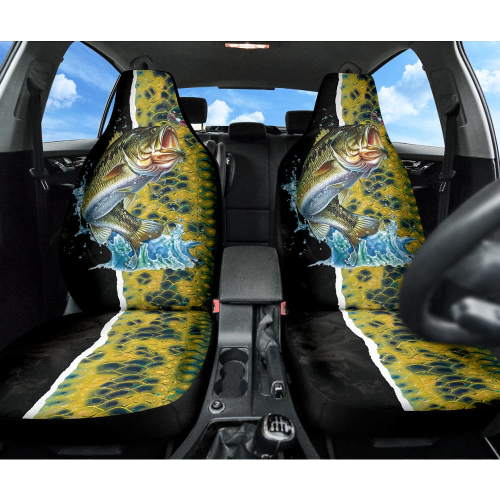 Largemouth Bass Fishing Jumping Car Seat Covers