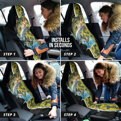 Largemouth Bass Fishing Jumping Car Seat Covers