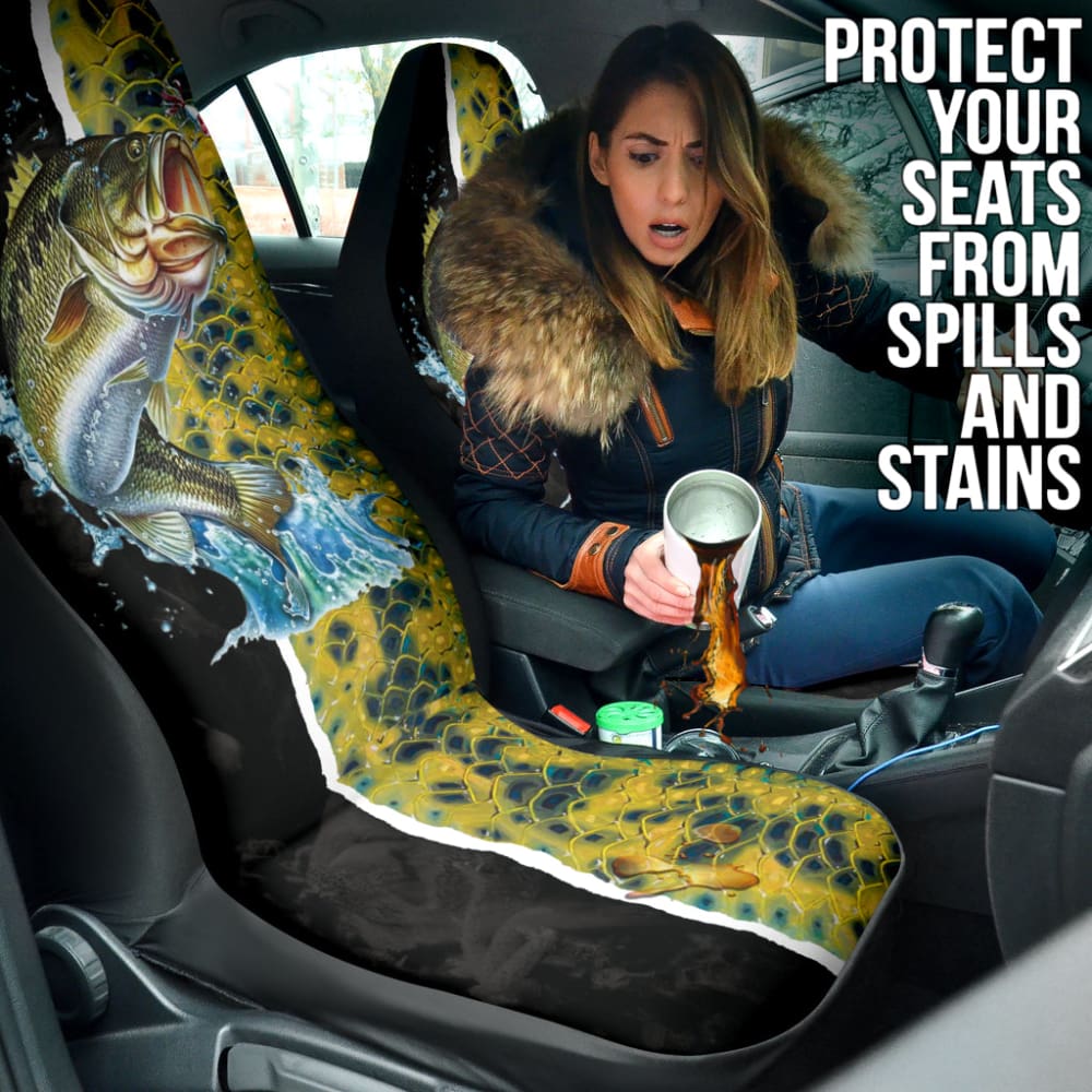 Largemouth Bass Fishing Jumping Car Seat Covers