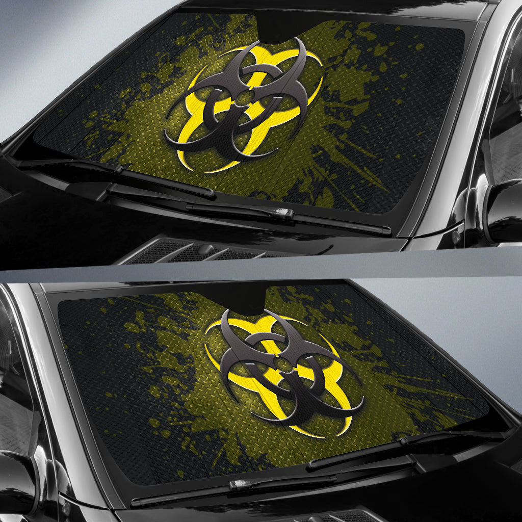 Biohazard Yellow Grunge Color Splash Car Auto Sun Shades