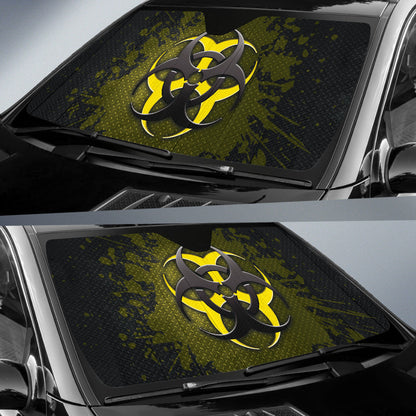 Biohazard Yellow Grunge Color Splash Car Auto Sun Shades
