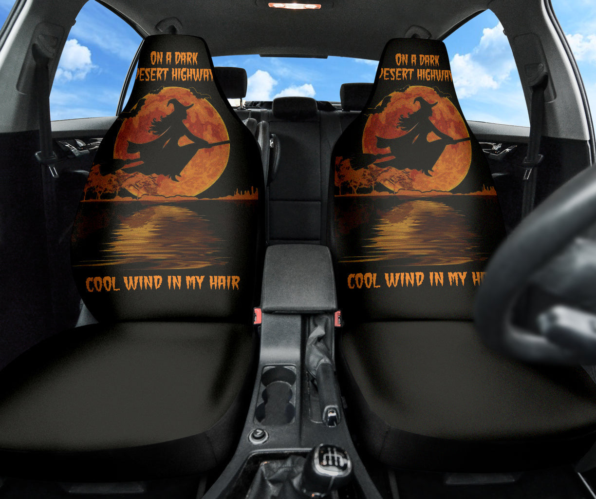 Witch Fly On A Dark Desert Highway Car Seat Covers