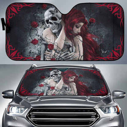 Love Couple Skull Rose Car Auto Sun Shades