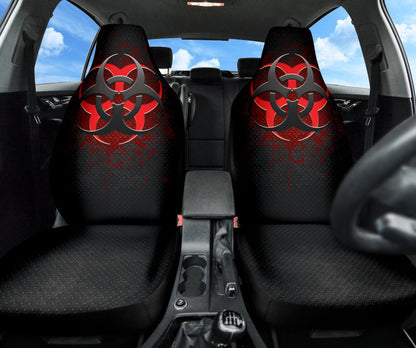 Biohazard Red Grunge Color Splash Car Seat Covers