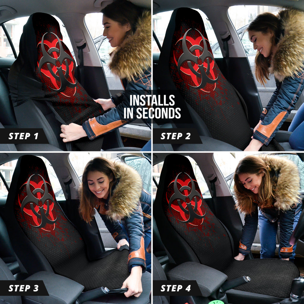 Biohazard Red Grunge Color Splash Car Seat Covers